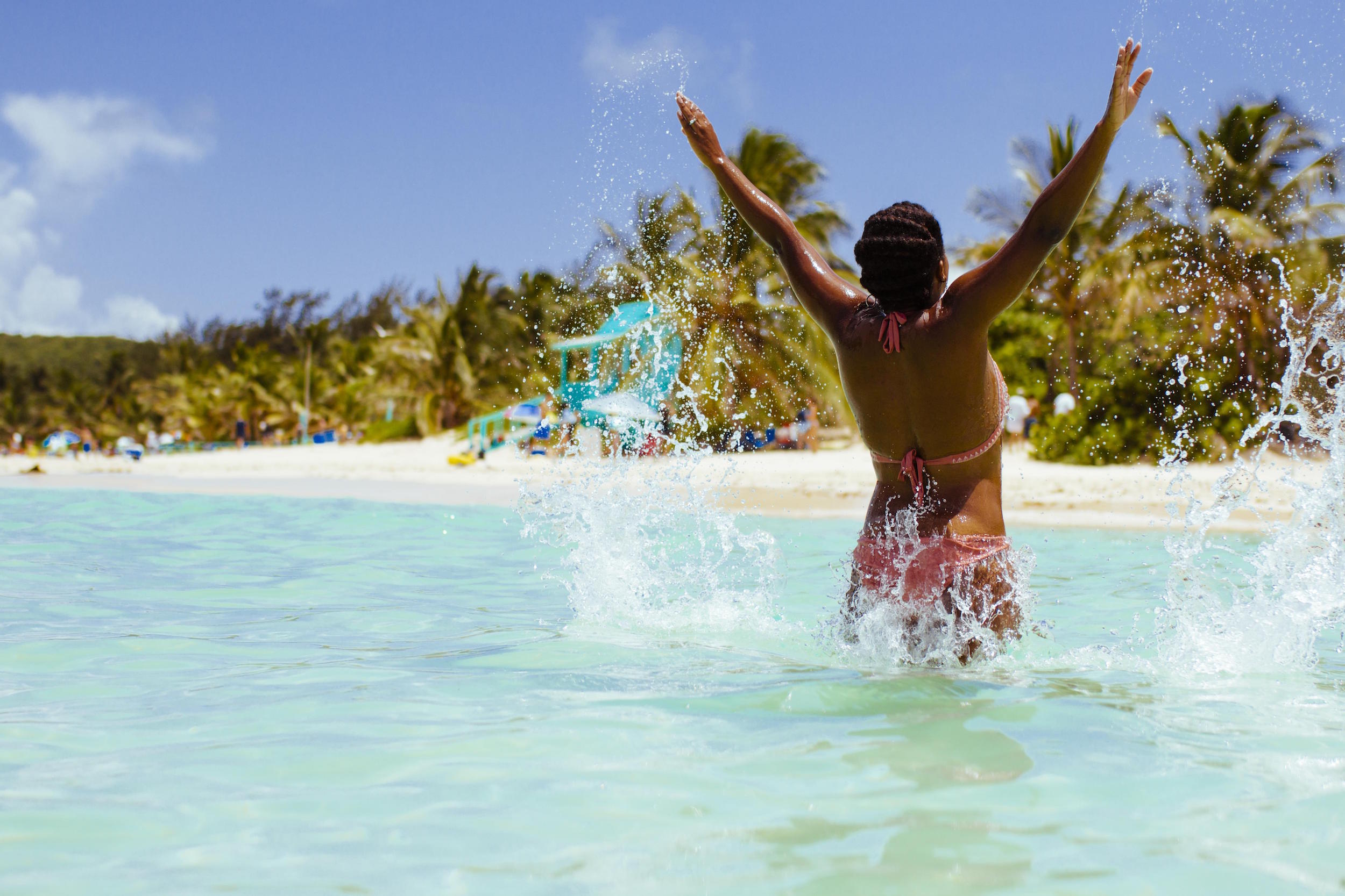 Woman having fun at the beach