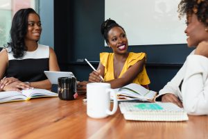 Black businesswomen in leadership meeting